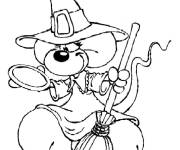 Coloriage et dessins gratuit Diddl porte la chapeau de sorcière à imprimer