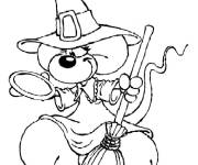 Coloriage et dessins gratuit Diddl porte la chapeau de sorci&egrave;re à imprimer