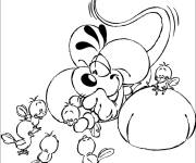 Coloriage Diddl s'amuse avec les petits oiseaux