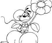 Coloriage et dessins gratuit Diddl tenant une fleur à imprimer