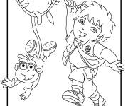 Coloriage Diego avec Babouche le singe