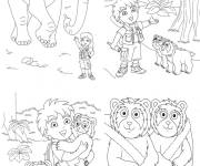 Coloriage Diego avec ses amis animaux dessin anim&eacute;