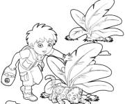 Coloriage Diego dans la foret avec Jaguar