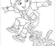 Coloriage Diego en jouant avec b&eacute;b&eacute; Jaguar