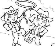 Coloriage Diego et Dora comme des Cowboys