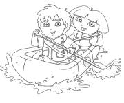 Coloriage Diego et Dora dans le navire