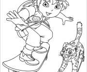Coloriage Diego et Jaguar patinage