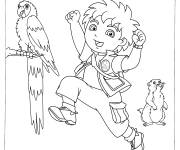 Coloriage Diego et le perroquet