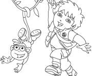 Coloriage Diego et le singe dessin animé