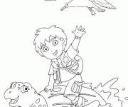 Coloriage Diego sur la tortue