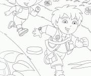 Coloriage et dessins gratuit Dora s'amuse avec Diego à imprimer