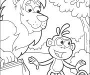 Coloriage et dessins gratuit L&eacute;on avec Babouche de Go Diego à imprimer