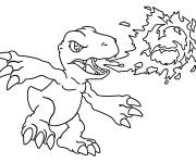 Coloriage Agumon avec Feu Spirituel