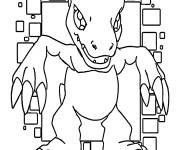 Coloriage Agumon de Digimon en noir et blanc