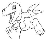 Coloriage Agumon en train de courir