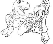Coloriage Agumon et Izzy de Digimon