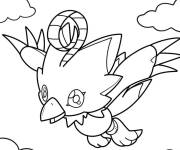 Coloriage Biyomon dans le ciel