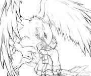 Coloriage Biyomon garde Sora