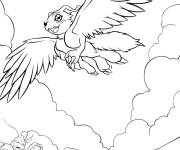 Coloriage Biyomon planant dans le ciel
