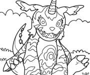 Coloriage Digimon Gabumon &agrave; fourrure bleue