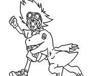 Coloriage &Eacute;quipe de Taichi et Agumon