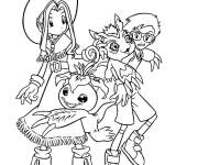 Coloriage Equipe des joueurs et Digimon