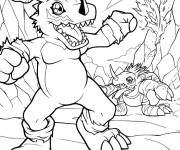 Coloriage Gabumon contre Fire