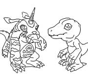 Coloriage Gabumon et Agumon Digimon