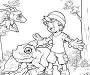 Coloriage Gabumon et Matt dans la for&ecirc;t
