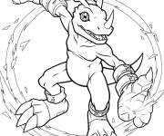 Coloriage Gabumon se transforme en Garurumon