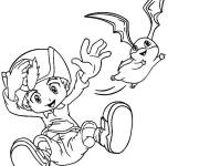 Coloriage Gar&ccedil;on et Digimon dessin anim&eacute;