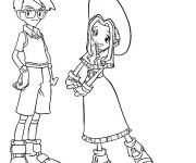 Coloriage Gar&ccedil;on et fille Digimon