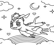 Coloriage Gomamon en volant