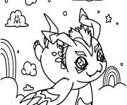 Coloriage Gomamon en volant de Digimon