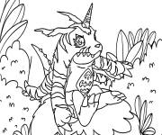 Coloriage Illustration de Gabumon assis