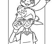 Coloriage Joe Kido et Gomamon de Digimon