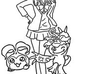 Coloriage Mimi avec Palmon de Digimon
