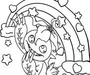 Coloriage Palmon Digimon et arc en ciel