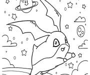 Coloriage Patamon dans l'espace de Digimon