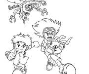 Coloriage Poursuite de cartoon Digimon