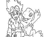 Coloriage Taichi et Agumon de Digimon