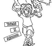 Coloriage Taichi et Agumon dr&ocirc;le