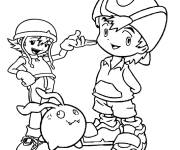 Coloriage Takeru et Sora