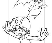 Coloriage Takeru Takashi et Patamon de Digimon