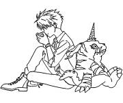 Coloriage Yamato et Gabumon de Digimon