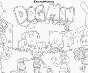 Coloriage Animaux et personnages du film Dog Man pour enfants