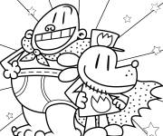 Coloriage Captain Underpants With Dog Man de bande anim&eacute;e