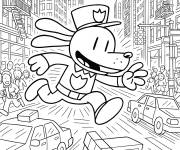 Coloriage Dog Man &agrave; la cit&eacute;