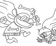 Coloriage Dog-Man avec son assistant