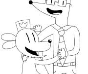 Coloriage Dog man en dansant avec son ami